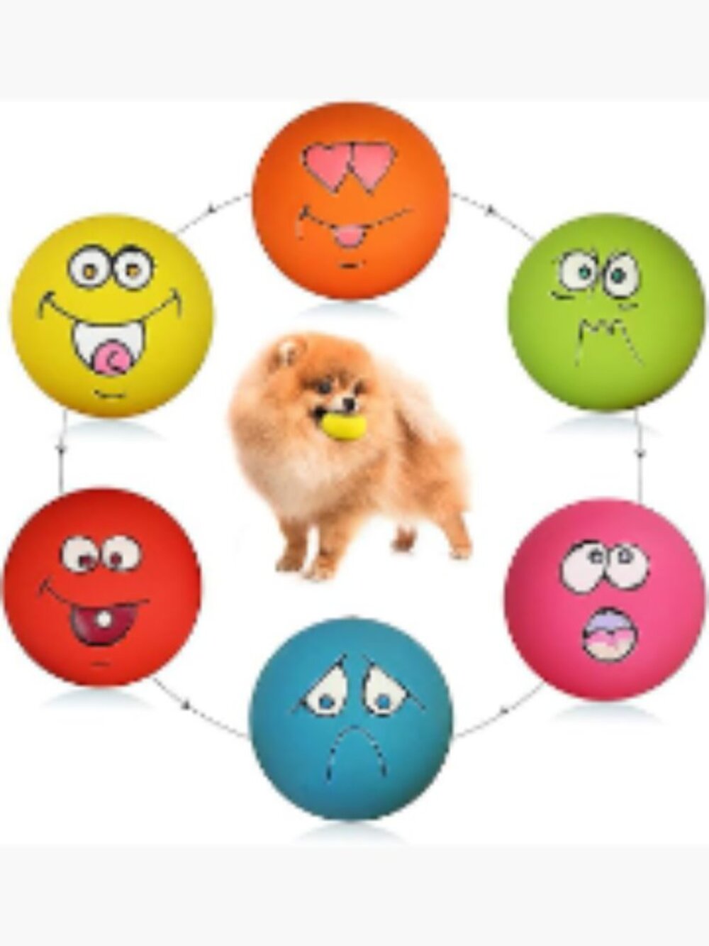 Smile Face Dog Squeaky Toys Soft Latex Squeak Balls for Small Puppy Pets 6 Pack